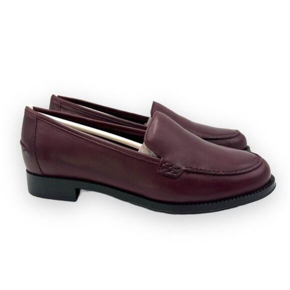6.5W 6.5 WIDE WIDTH Easy Spirit Women's Racer Dark Red Leather Loafers Shoes - Picture 1 of 15